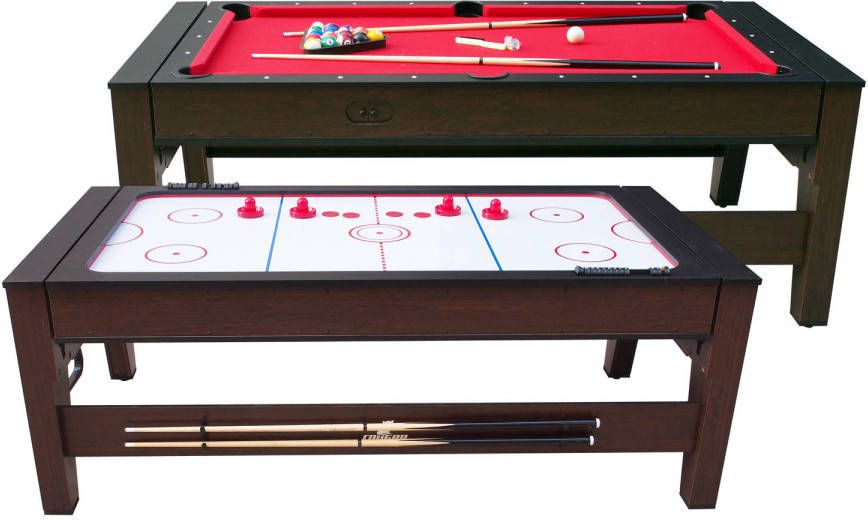 Cougar Reverso Pool & Airhockeytafel 6ft In Zwart & Rood 2 in 1 Pooltafel & Airhockey