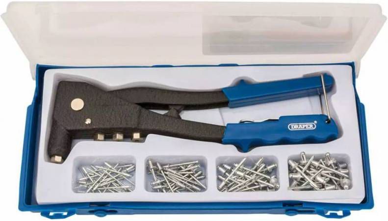 vidaXL Draper Tools Klinknagel Pistool Set Blauw 27843