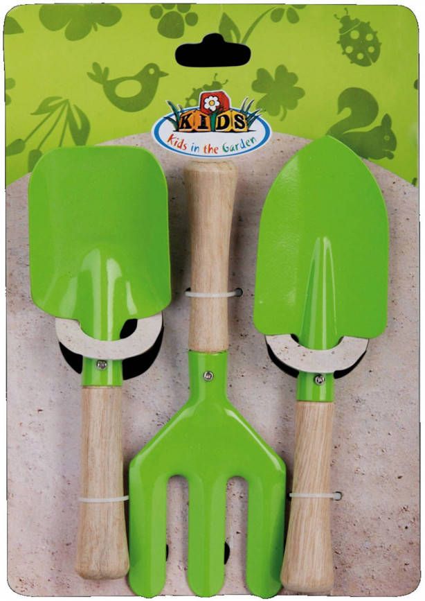 Esschert Design Tuingereedschapset Junior Staal Groen 3 delig