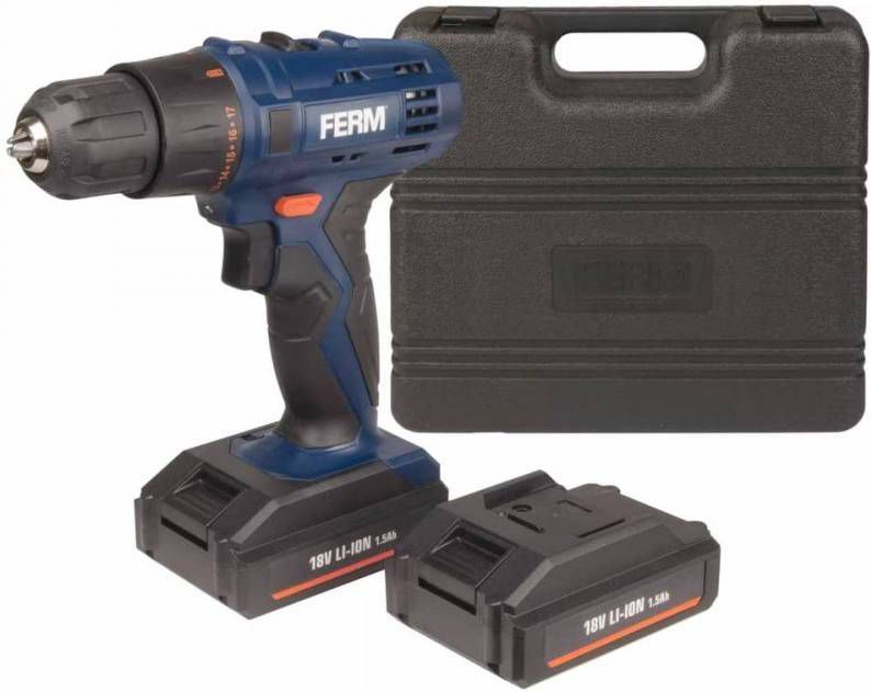 FERM CDM1120 18V Li Ion accu boor -/schroefmachine set(2x 1.5Ah accu)in koffer