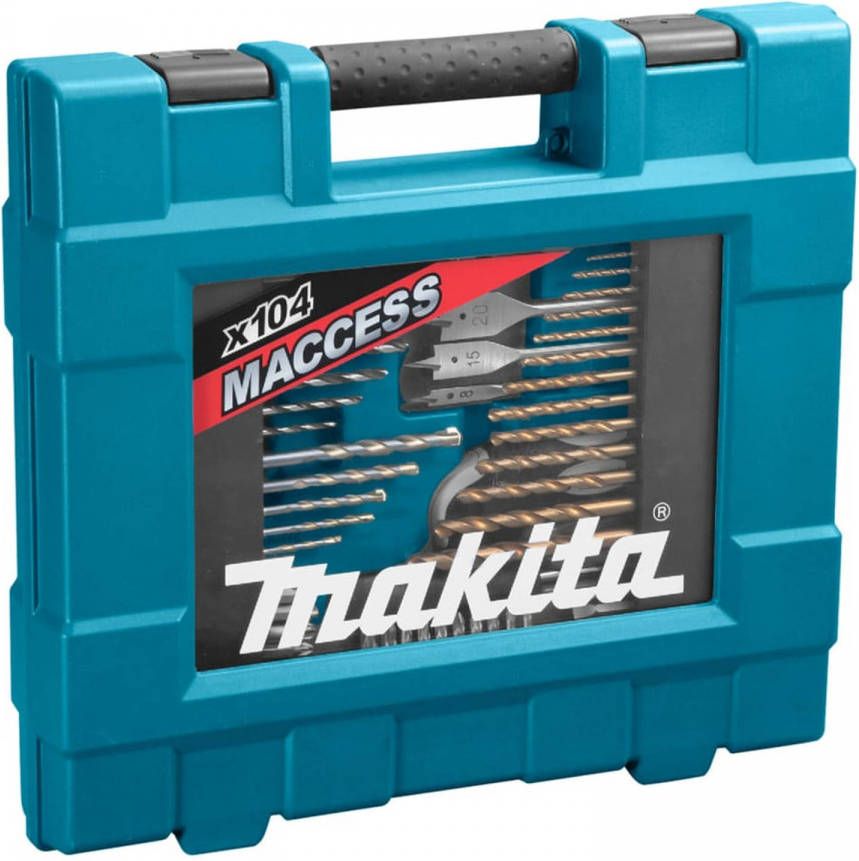 Makita 104 delige Boorcombinatieset Zilverkleurig En Zwart
