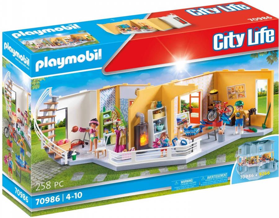 Playmobil ® Constructie speelset Verdiepinguitbreiding woonhuis(70986 ), City Life met licht, made in germany(258 stuks )