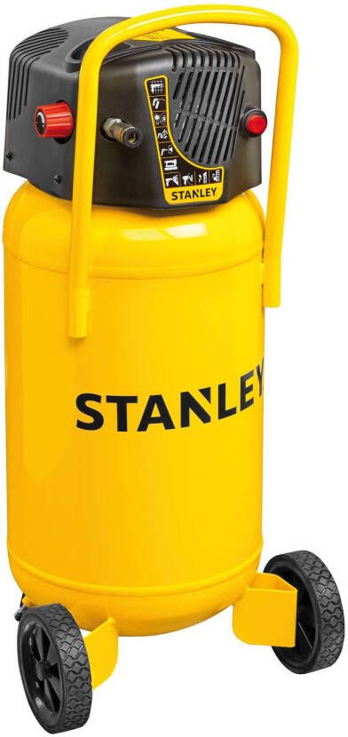 Stanley Compressor D230/10/50v Luchtcompressor 10 Bar 50l 222l/min Met Handvat En Wielen Olievrij Geel