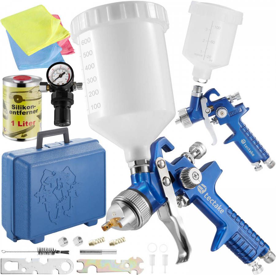 Tectake Hvlp Aflakpistool Spuitpistool Met Set 1, 7 + 1, 0 Mm 400341