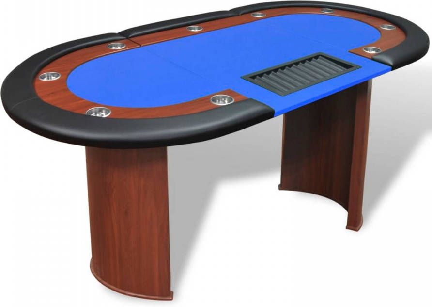 VidaXL Pokertafel Voor 10 Personen Met Dealervak En Fichebak Blauw