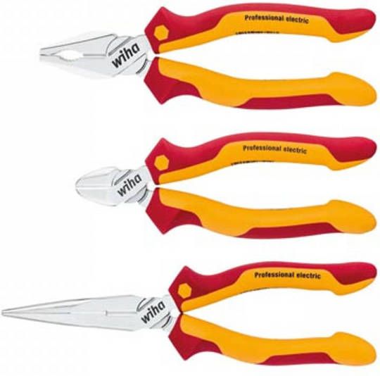 WIHA Tangenset Professional Electric Combinatie -, Punt -, Zijkniptang 3 delig(26852 )