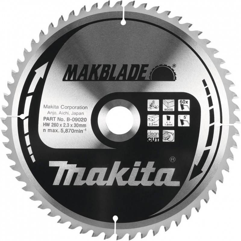 Makita Zaagblad Hout 260x30x2, 3mm 80T