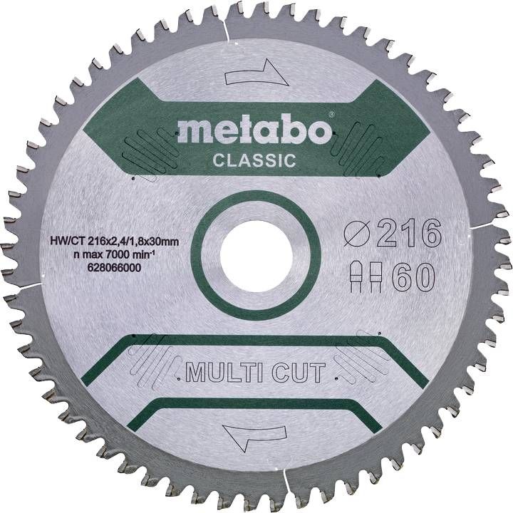 Metabo Multi Cut Zaagblad Universeel 216x30x1, 8mm 60T