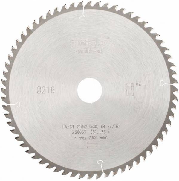 Metabo Zaagblad 216X30X2, 4mm 64T