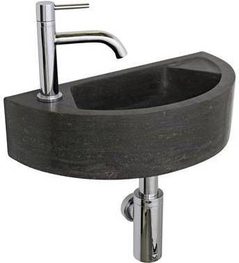 Haceka Fonteinset Natuursteen Rose 40x20x10 cm Half rond(kraangat links )