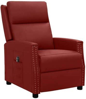 vidaXL Fauteuil verstelbaar elektrisch kunstleer wijnrood