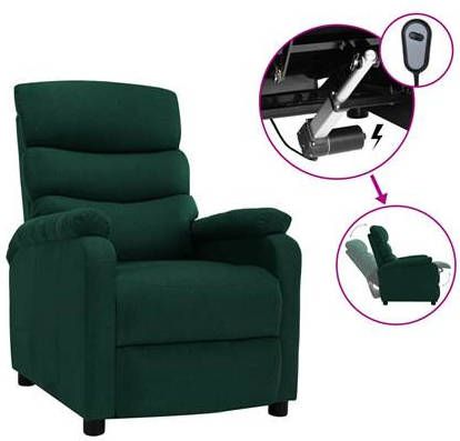 vidaXL Fauteuil verstelbaar elektrisch stof donkergroen