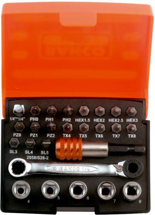 Bahco 2058/S26 2 26 delige Bit en doppenset 1/4''