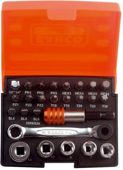 Bahco 2058/S26 26 Delige Bit en doppenset 1/4''