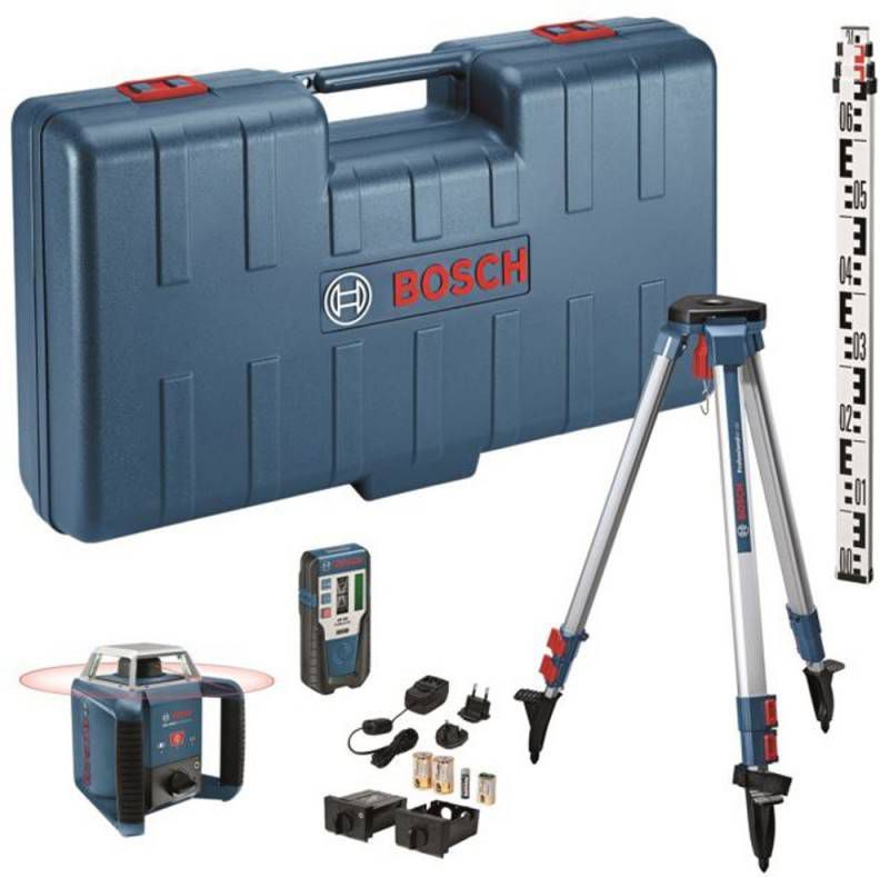 Bosch GRL 400 H rotatie laser + LR 1 ontvanger in koffer + GR 2400 meetlat + BT 152 statief