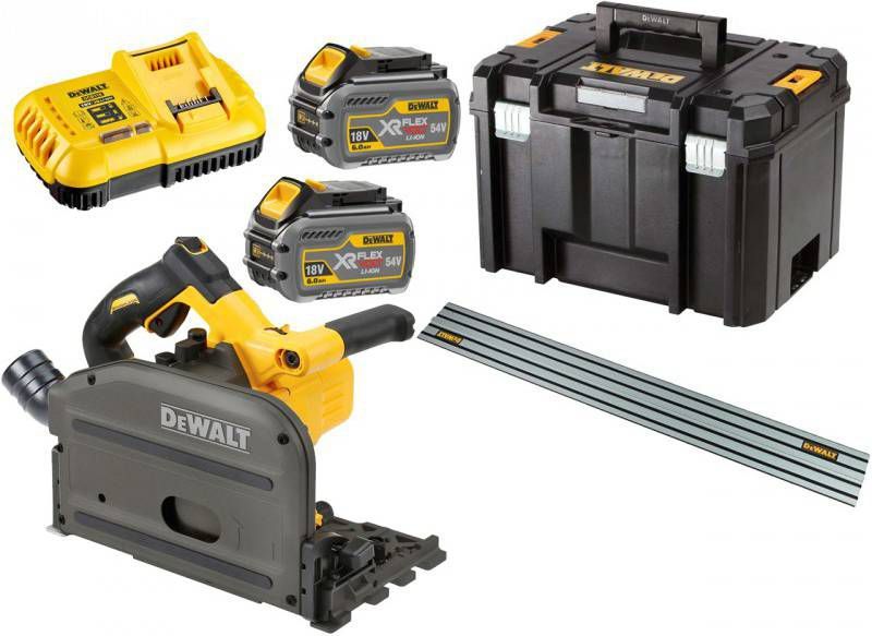 DeWALT DCS520T2R 18V/54V XR FlexVolt Li Ion Accu invalzaag incl. geleiderail set(2x 6, 0Ah accu)in TSTAK snelwissel koolborstelloos