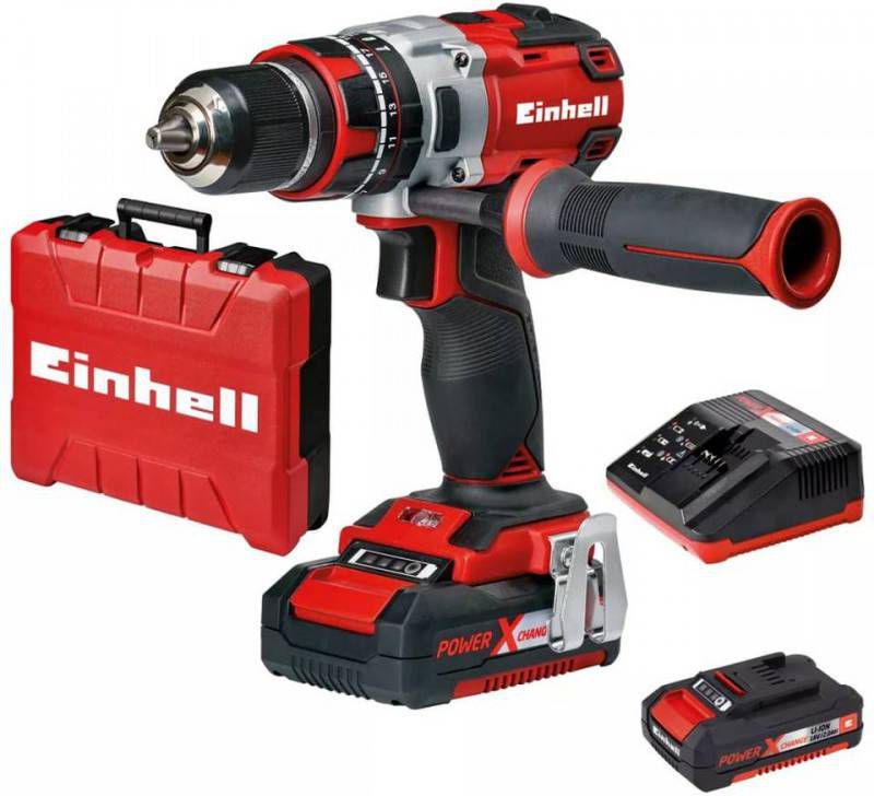 Einhell TE CD 18 2 Li i KIT 18V Li Ion accu klopboor -/schroefmachine set(2x 2.0Ah accu) koolborstelloos