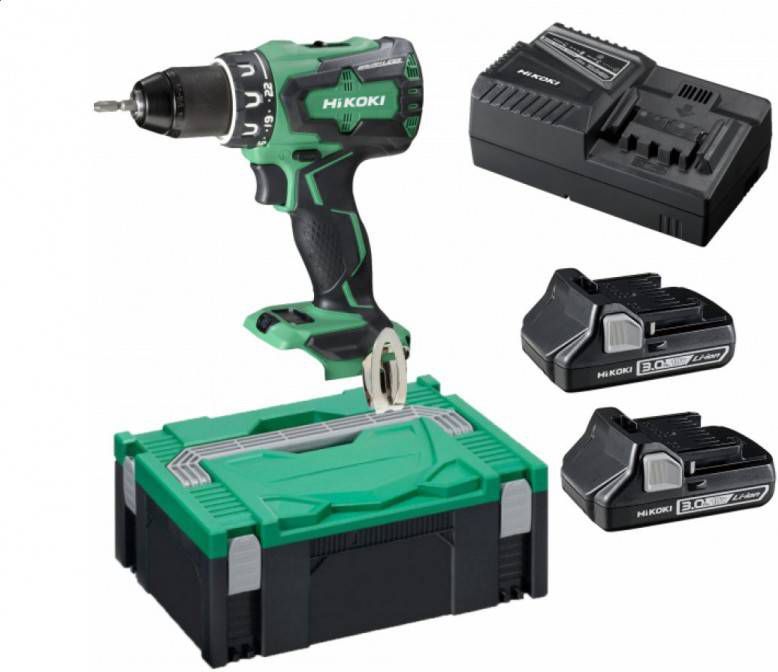 HiKOKI DS18DBSLWNZ 18V Li Ion accu boor -/schroefmachine set(2x 3, 0Ah)in HSC koolborstelloos