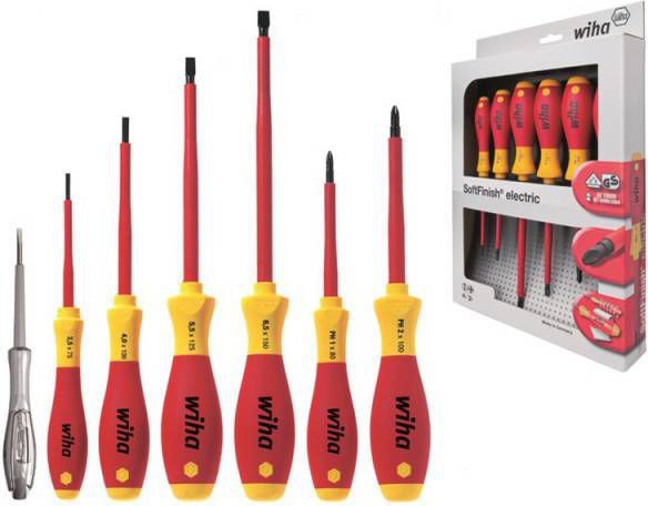 Wiha 320N K7 7 delige SoftFinish VDE Schroevendraaierset Sleuf/Pozidrive