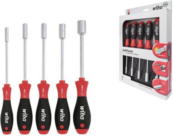 Wiha 341 K5 SoftFinish zeskantdopsleutelset 5 delig