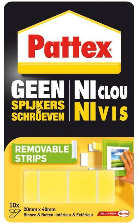 Pattex Geen Spijkers&amp, Schroeven Montage Strips Verwijderbaar 10 stuks