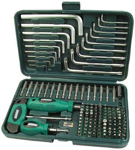 Brüder Mannesmann Werkzeuge Gereedschapsset Assortiment bits en schroeven 139 delig, inclusief haakse schroevendraaier
