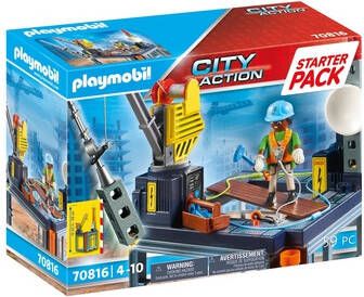 Playmobil ® Constructie speelset Starterpack bouwplaats met lier(70816 ), City Action Made in Germany(59 stuks )