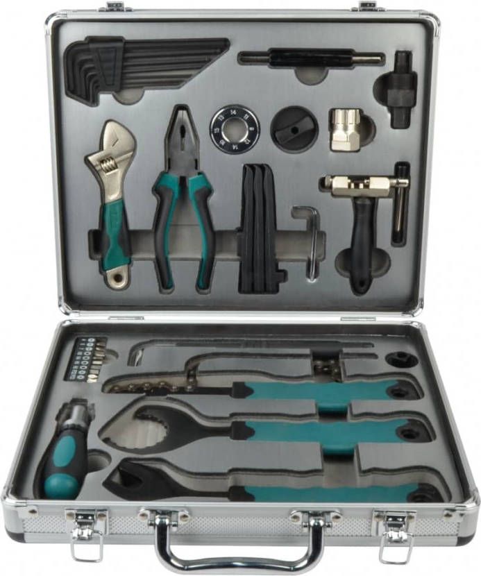 Brüder Mannesmann Fietsgereedschapsset in aluminium koffer 33delig
