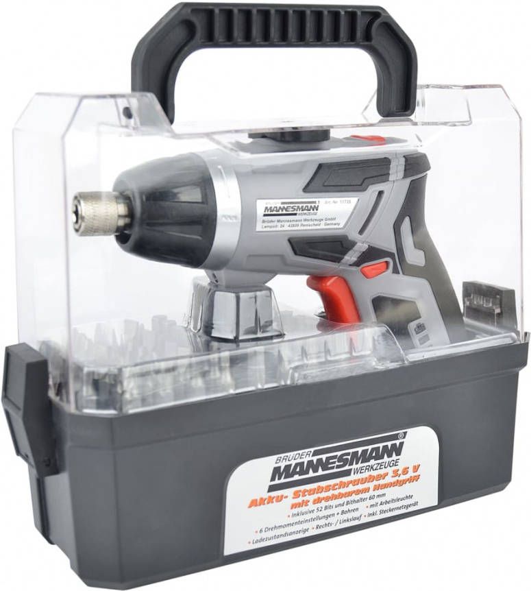 Br&#xFC, der Mannesmann 52 delige Schroevendraaierset oplaadbaar 3, 6 V