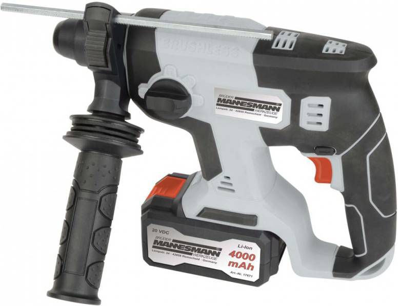 Brüder Mannesmann 17670 20V Li Ion SDS Plus boor en breekhamer set(1x 4, 0Ah)in koffer 22mm