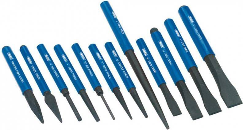 Draper Tools Koudbeitel en drevel set blauw 12 dlg 26557