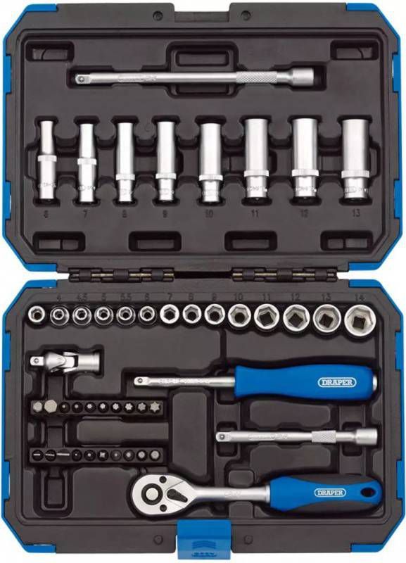 vidaXL Draper Tools Metrische Dopsleutel Set 1/4&apos, &apos, 47 delig 16355