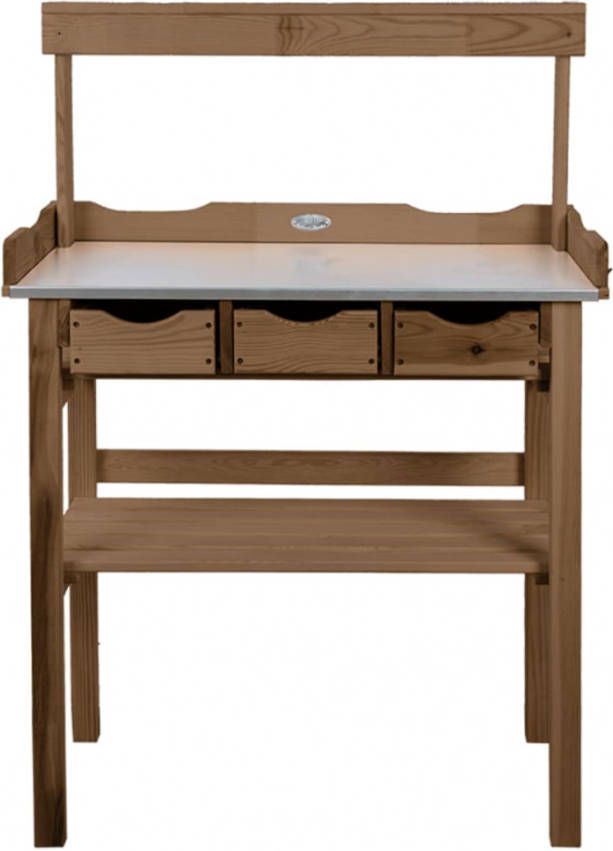 Esschert Design Oppottafel met zinken blad, lades en bovenplank H 113 x 80 x 38 cm