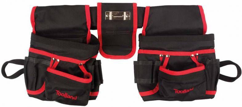 Supplies4U Toolland Gereedschapsriem Elektricien Dubbele Buidels Zwart/rood Fi68