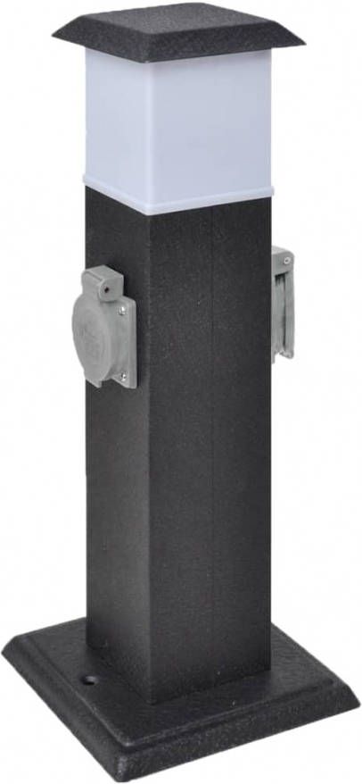 VIDAXL Buitenstopcontact op zuil met lamp(zwart )
