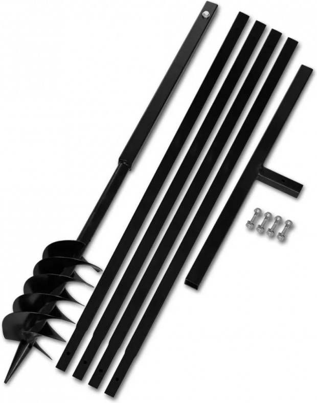 vidaXL Grondboor met handvat 120 mm en verlengstukken 5 m(staal )