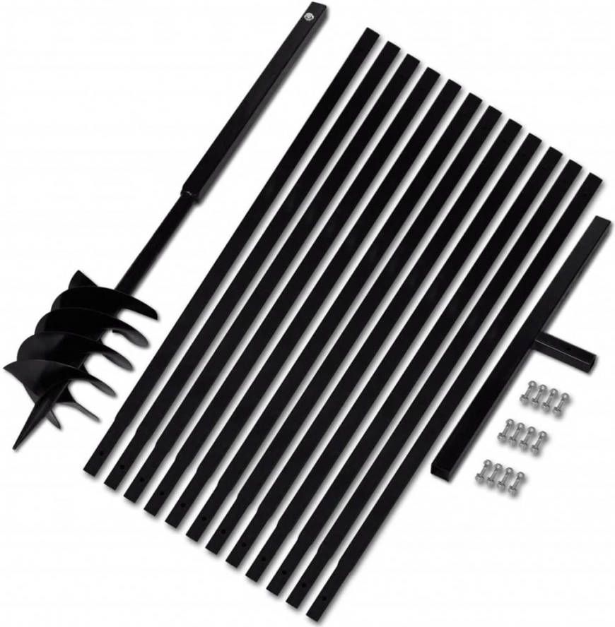 vidaXL Grondboor met handvat 180 mm en verlengstukken 13 m(staal )