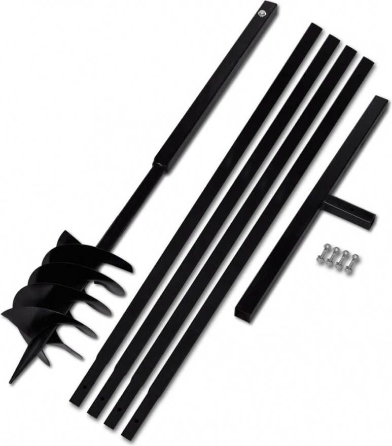 vidaXL Grondboor met handvat 180 mm en verlengstukken 5 m(staal )