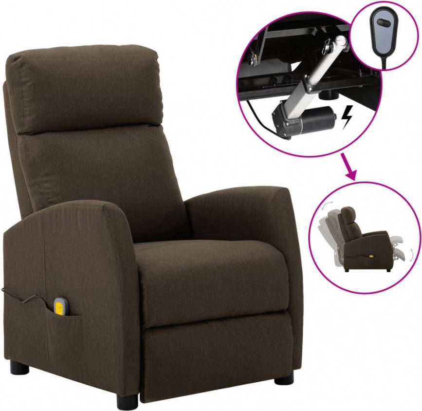 VIDAXL Massagestoel verstelbaar elektrisch stof bruin
