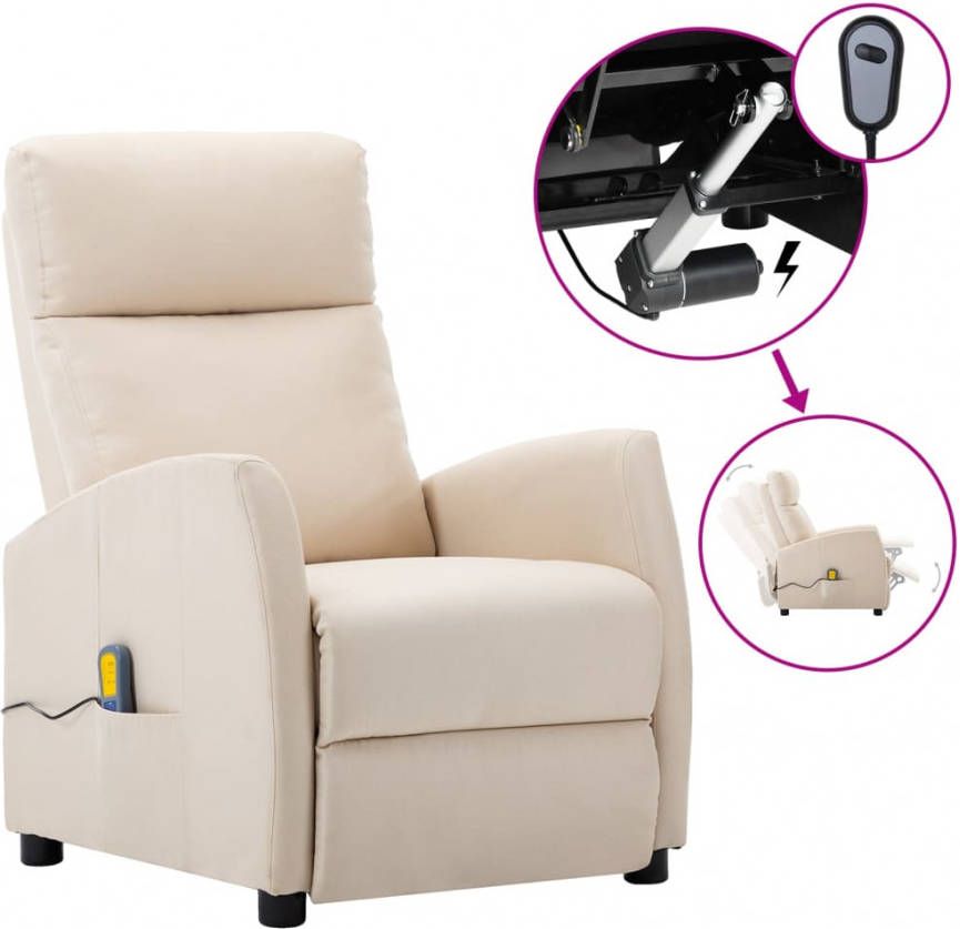 VIDAXL Massagestoel verstelbaar elektrisch stof crè, mekleurig