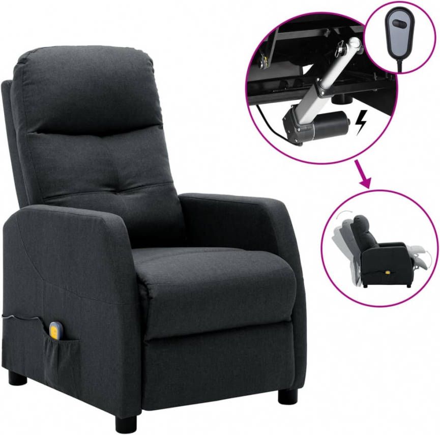 VIDAXL Massagestoel verstelbaar elektrisch stof donkergrijs