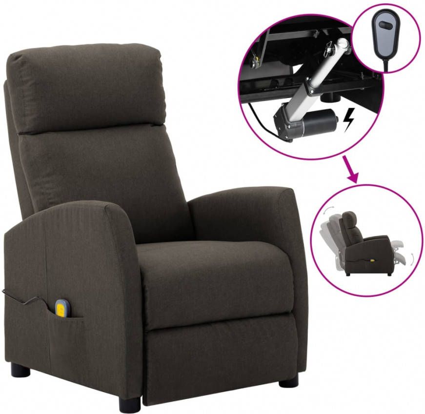 VIDAXL Massagestoel verstelbaar elektrisch stof taupe