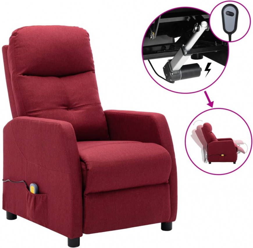 VIDAXL Massagestoel verstelbaar elektrisch stof wijnrood
